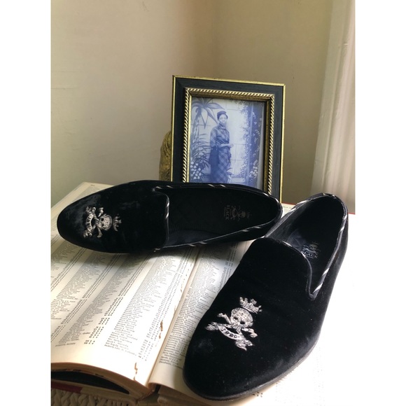 BLACK BAKER-LOGO VELVET SKELETON HEAD-SLIPPER - Picture 14 of 16